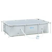 Outsunny Steel Frame Swimming Pool w/ Filter Pump and Reinforced Sidewalls, Grey