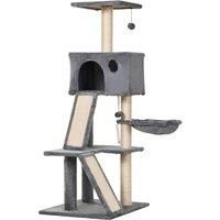 PawHut 51" Cat Tree,Activity Tower with Condo Scratching Posts Ladders and Two Toys for Kitty Pet Climbing Relaxing and Playing