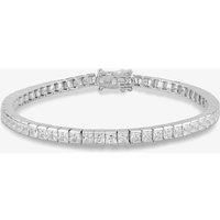 Starbright Silver Square Cubic Zirconia 7.5" Tennis Bracelet B742 7.5~ 3A