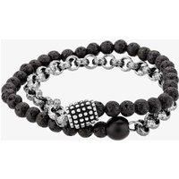 Bourne and Wilde Mens Black and Silver Double Bracelet OSB-1681SGR