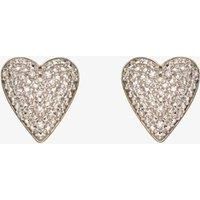9ct Yellow Gold Diamond Pave Heart Stud Earrings GE2357