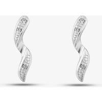 9ct White Gold 0.03ct Diamond Swirl Earrings PE03449W