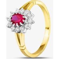 9ct Yellow Gold Red & Clear Crystal Cluster Ring DIV006R-N