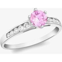 9ct White Gold Pink and White Crystal-Set Solitaire Ring (Q) 5.84.7371 Q