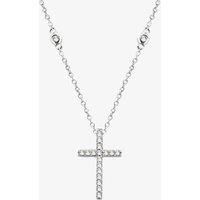 Silver Pave Cubic Zirconia Cross Pendant Chain 8.18.9490