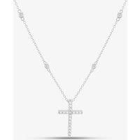 Silver Pave Cubic Zirconia Cross Pendant Chain 8.18.9490