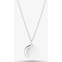 Engravables Silver Moon and Star Cut Out Pendant P4083