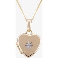 9ct Yellow Gold Diamond Starburst Heart Locket GL21DIA
