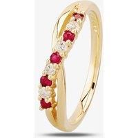 9ct Yellow Gold Ruby and Diamond Crossover Half Eternity Ring 9052/9Y/DQ1025R P