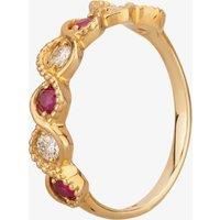9ct Yellow Gold Ruby and 0.21ct Diamond Twist Half Eternity Ring 9910/9Y/DQ10R L