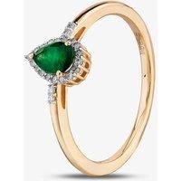 9ct Yellow Gold Pear-cut Emerald and Diamond Cluster Ring VR0S604/9KY EM N