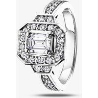 18ct White Gold 1.00ct Certificated Emerald-Cut Diamond Halo Ring 3139WG/100-18 P