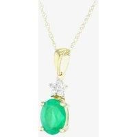 9ct Gold Oval Emerald Diamond Cluster Pendant VP0S296 9KYEM