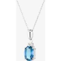 9ct White Gold Oval Blue Topaz and Diamond Cluster Pendant CP6655 9KW/B/TOPAZ