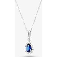 9ct White Gold Diamond Sapphire Pear Shape Pendant VP0S604 9KWSAPPH