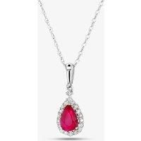 9ct White Gold Diamond Ruby Pear Shape Pendant VP0S604 9KWRUBY