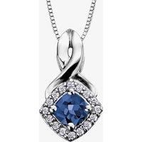 9ct White Gold Sapphire and Diamond Cushion Cluster Pendant P2351W/910