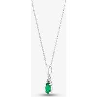 9ct White Gold Emerald Diamond Pendant QP00178 9KW-EM