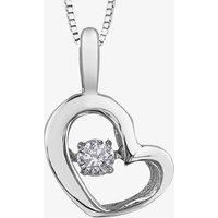 9ct White Gold 0.05ct Diamond Pulse Open Heart Pendant P3113W/05-10