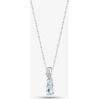 9ct White Gold Oval Aquamarine and Diamond Pendant BSS413AQ