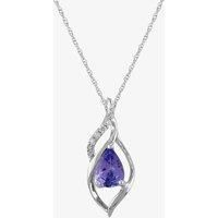 9ct White Gold Pearcut Tanzanite and Diamond Swirl Pendant THP9521P