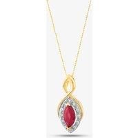 9ct Yellow Gold Marquise-cut Ruby and Diamond Pendant P3704-10 RUBY