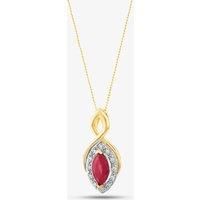 9ct Yellow Gold Marquise-cut Ruby and Diamond Pendant P3704-10 RUBY
