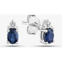 9ct White Gold Oval Sapphire and Diamond Stud Earrings VE04846 9KW/SAPH