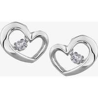 9ct White Gold 0.10ct Diamond Pulse Open Heart Stud Earrings E3113W/109