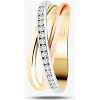 9ct Three Colour 0.15ct Diamond Crossover Ring L54354-10 M