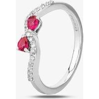 18ct White Gold Ruby and Diamond Wave Ring 9719/18W/DQ7R0.13CT N