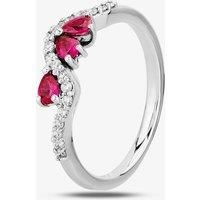 18ct White Gold Ruby and Diamond Wave Ring 9725/18W/DQ7R0.14CT L