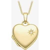 9ct Gold Heart Shaped Diamond Locket With Chain LK231 CN025-18