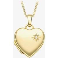 9ct Gold Heart Shaped Diamond Locket With Chain LK231 CN025-18