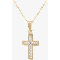 9ct Yellow Gold Channelset Cubic Zirconia Cross GCS9