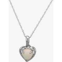 9ct White Gold Opal-set Heart Pendant OJP0183-EO