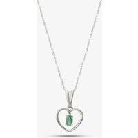 9ct White Gold Emerald Open Heart Pendant OJP161W-E