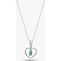 9ct White Gold Emerald Open Heart Pendant OJP161W-E