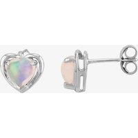 9ct White Gold Heartcut Opal Stud Earrings OJE0210EO