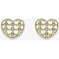 9ct Yellow Gold Patterned Cubic Zirconia Heart Stud Earrings SE597