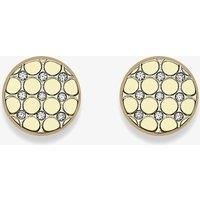 9ct Yellow Gold Patterned Cubic Zirconia Disc Stud Earrings SE598
