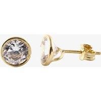 9ct Gold Cubic Zirconia Clear Round Roll Over Stud Earrings 1574373