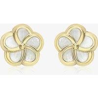 9ct Yellow Gold Mother of Pearl Flower Stud Earrings 1.59.0839