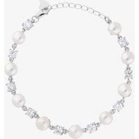 Silver Side Drilled Freshwater Pearl and Claw-set Cubic Zirconia Bracelet BRW70030FW