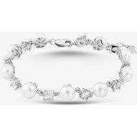 Silver Side Drilled Freshwater Pearl and Claw-set Cubic Zirconia Bracelet BRW70030FW