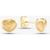 9ct Yellow Gold Satin Brushed Heart Stud Earrings SE872