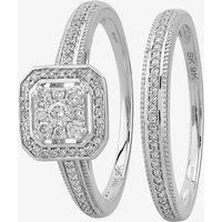 Pure Brilliance 9ct White Gold 0.33ct Diamond Square Cluster Bridal Set THR10907-33 M