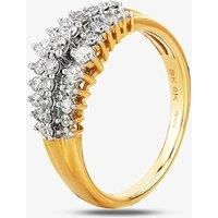 9ct Yellow Gold 0.50ct Diamond Claw Set Three Row Ring THR21333-50 L