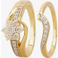 9ct Yellow Gold 0.75ct Diamond Cluster Twist Bridal Set THR1523775L