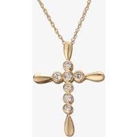 9ct Yellow Gold 0.10ct Bezelset Diamond Cross Pendant THP2214410